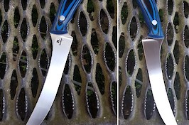 A custom fishing/fillet knife made from the infamous Nitrobe77 steel for extreme corrosion resistance, with black/blue G10 handle scales