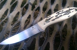 Stainthorp Knives Pro Stalker model. Steel is 14C28N and scales are jigged bone