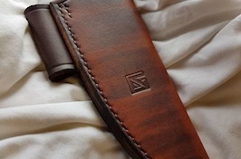 An example leather sheath with a firesteel loop for a bushcraft knife