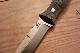Custom tactical knife made in CPM S90V and black canvas micarta